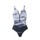 Black Aegean Athletic Zipped Swimwear Double-Sided